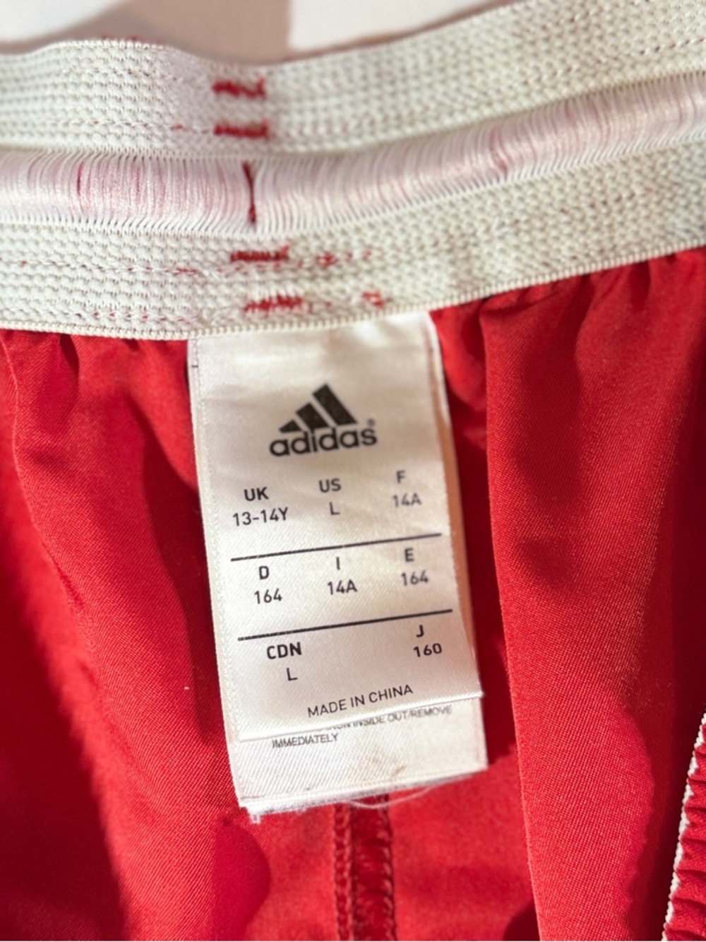 adidas Red Athletic Shorts with White Waistband - Picture 2 of 5